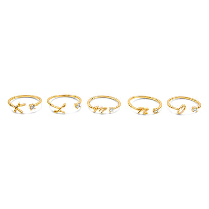 Scripture Stone Initial Adjustable Ring - Gold