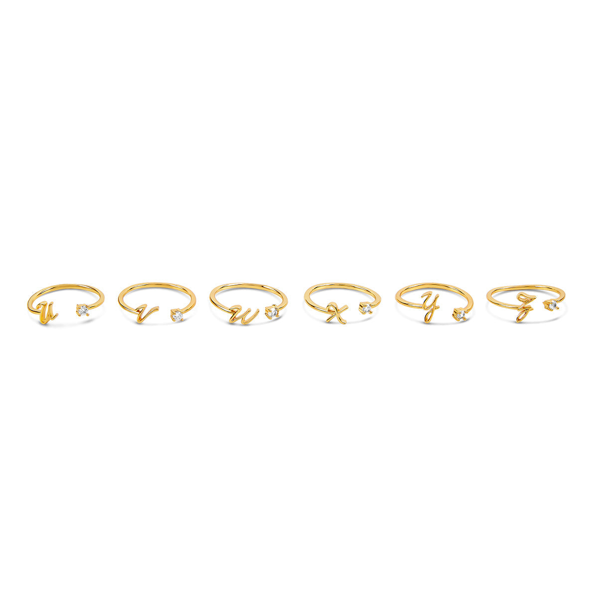 Scripture Stone Initial Adjustable Ring - Gold