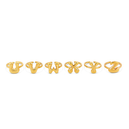 Bubble Initial Adjustable Ring - Gold