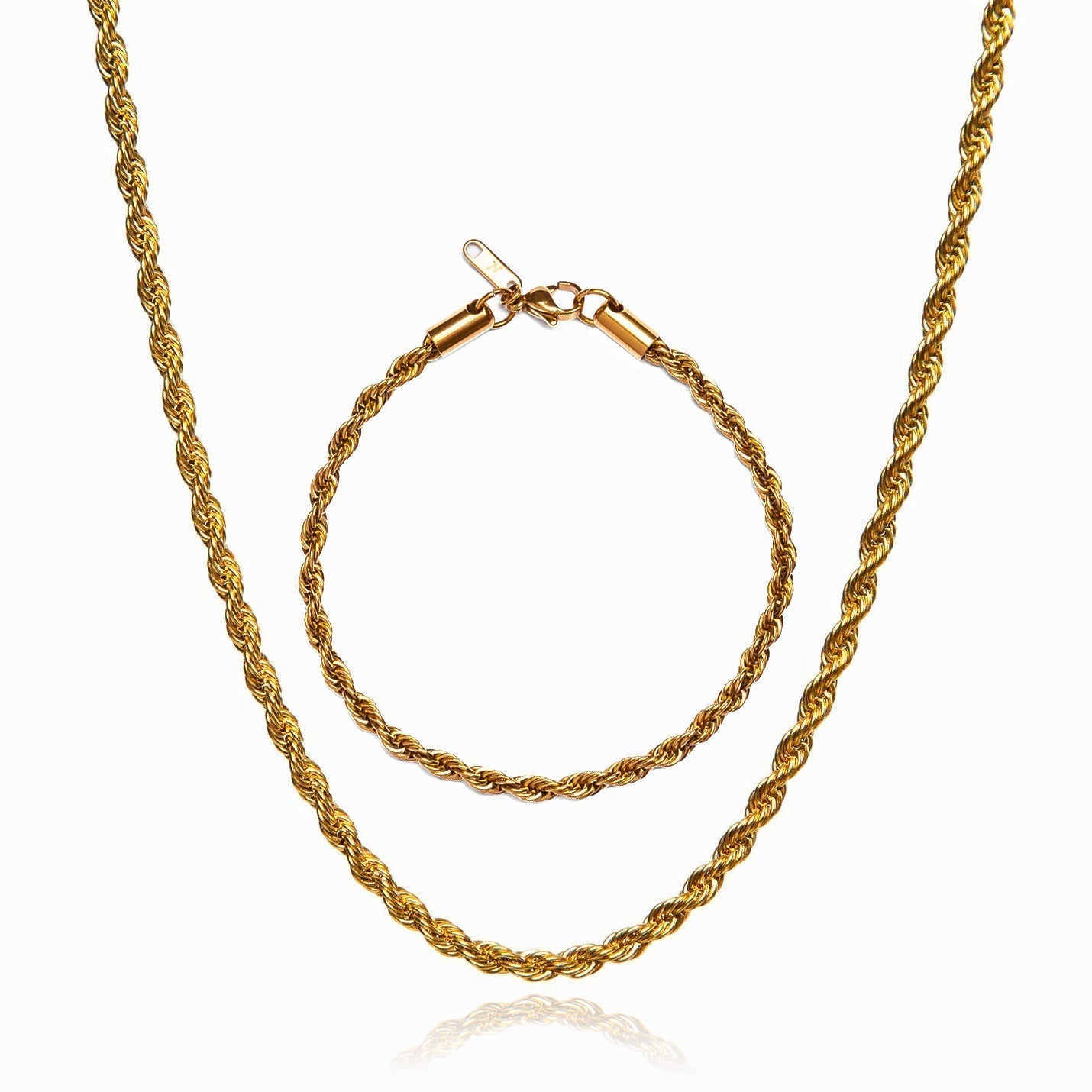 Rope Necklace X Rope Bracelet Set - Gold